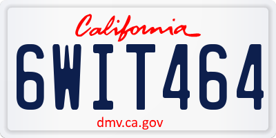 CA license plate 6WIT464