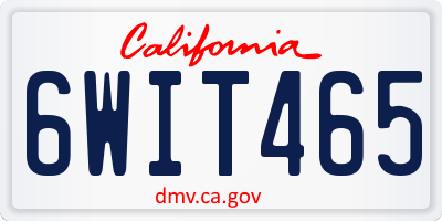 CA license plate 6WIT465