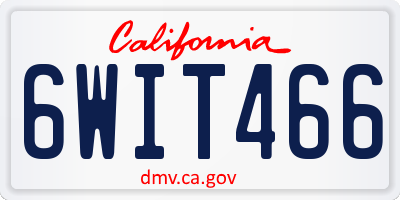 CA license plate 6WIT466