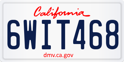 CA license plate 6WIT468