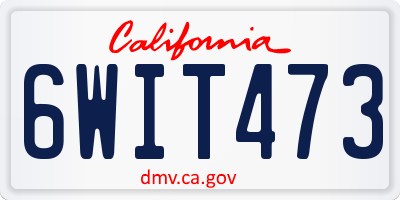 CA license plate 6WIT473