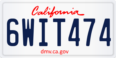 CA license plate 6WIT474