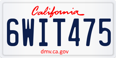 CA license plate 6WIT475