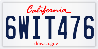 CA license plate 6WIT476