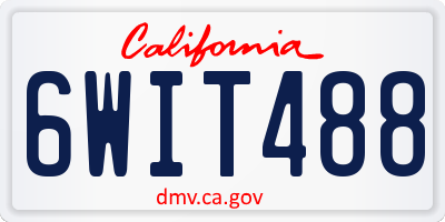 CA license plate 6WIT488