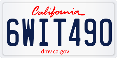 CA license plate 6WIT490