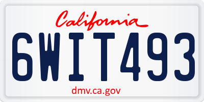 CA license plate 6WIT493