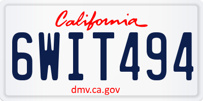 CA license plate 6WIT494
