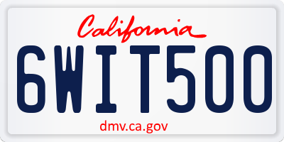CA license plate 6WIT500