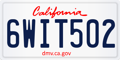 CA license plate 6WIT502