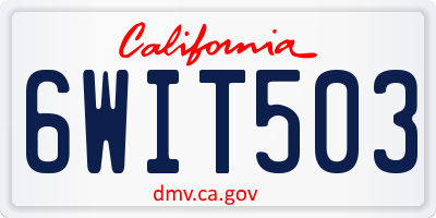 CA license plate 6WIT503