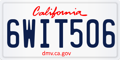 CA license plate 6WIT506