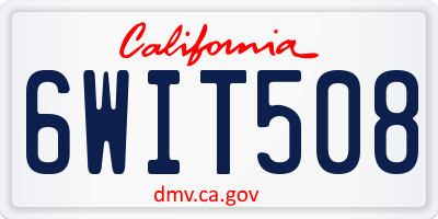 CA license plate 6WIT508