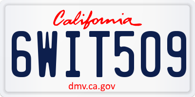 CA license plate 6WIT509