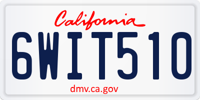 CA license plate 6WIT510
