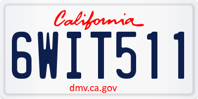 CA license plate 6WIT511