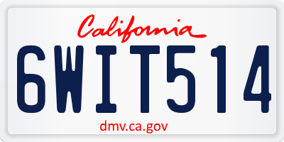 CA license plate 6WIT514
