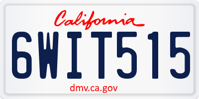 CA license plate 6WIT515