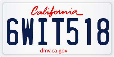CA license plate 6WIT518