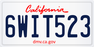CA license plate 6WIT523
