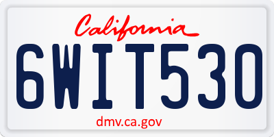 CA license plate 6WIT530