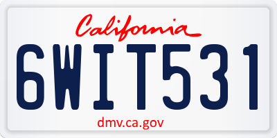 CA license plate 6WIT531