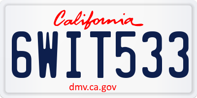 CA license plate 6WIT533