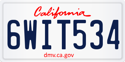 CA license plate 6WIT534