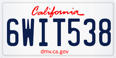 CA license plate 6WIT538