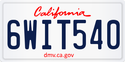 CA license plate 6WIT540