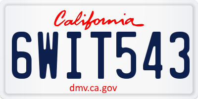 CA license plate 6WIT543