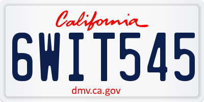CA license plate 6WIT545