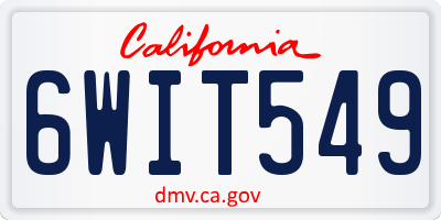 CA license plate 6WIT549