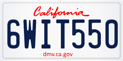 CA license plate 6WIT550