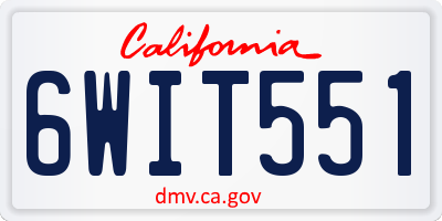 CA license plate 6WIT551