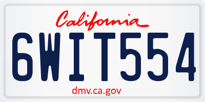 CA license plate 6WIT554