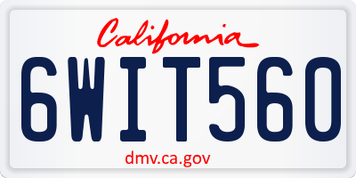 CA license plate 6WIT560