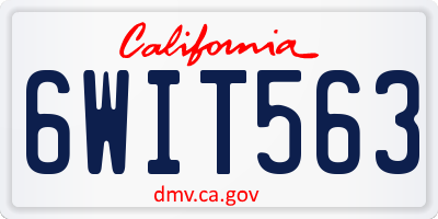 CA license plate 6WIT563