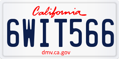 CA license plate 6WIT566