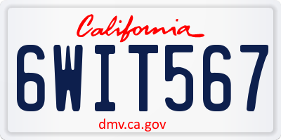 CA license plate 6WIT567