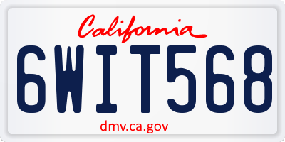 CA license plate 6WIT568