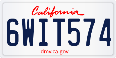 CA license plate 6WIT574