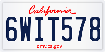CA license plate 6WIT578