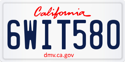 CA license plate 6WIT580