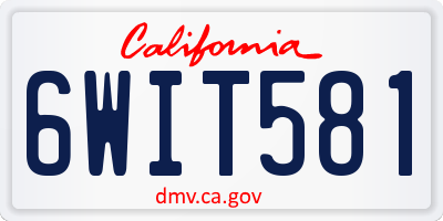 CA license plate 6WIT581