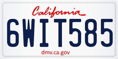CA license plate 6WIT585