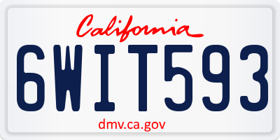 CA license plate 6WIT593