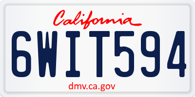 CA license plate 6WIT594