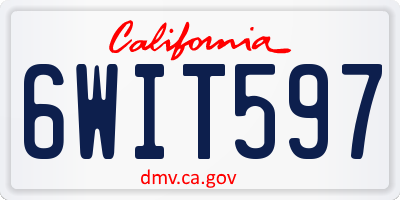 CA license plate 6WIT597
