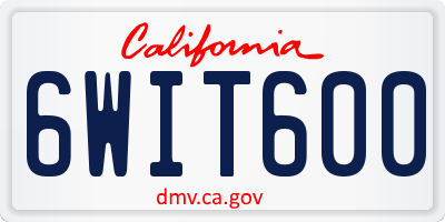 CA license plate 6WIT600